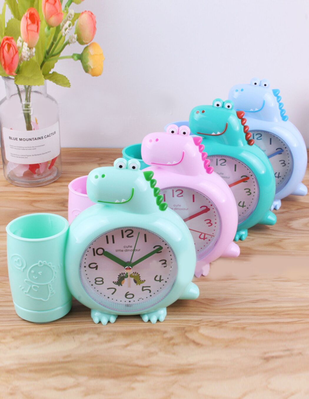  Reloj despertador para niños con dinosaurio, reloj